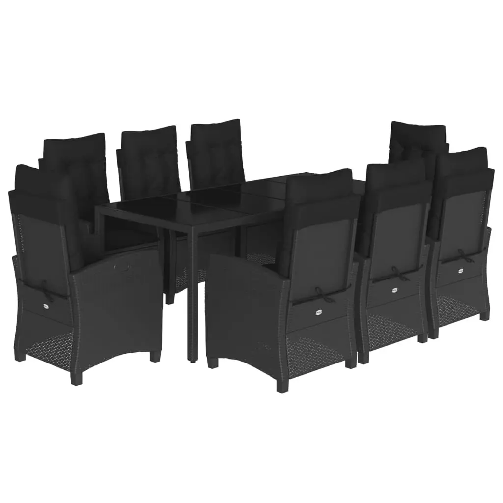 Garden Dining Set 9 Piece Outdoor Furniture Poly Rattan Table Chairs Cushions