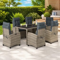Specifications of 7 Piece Garden Dining Set - Grey Rattan