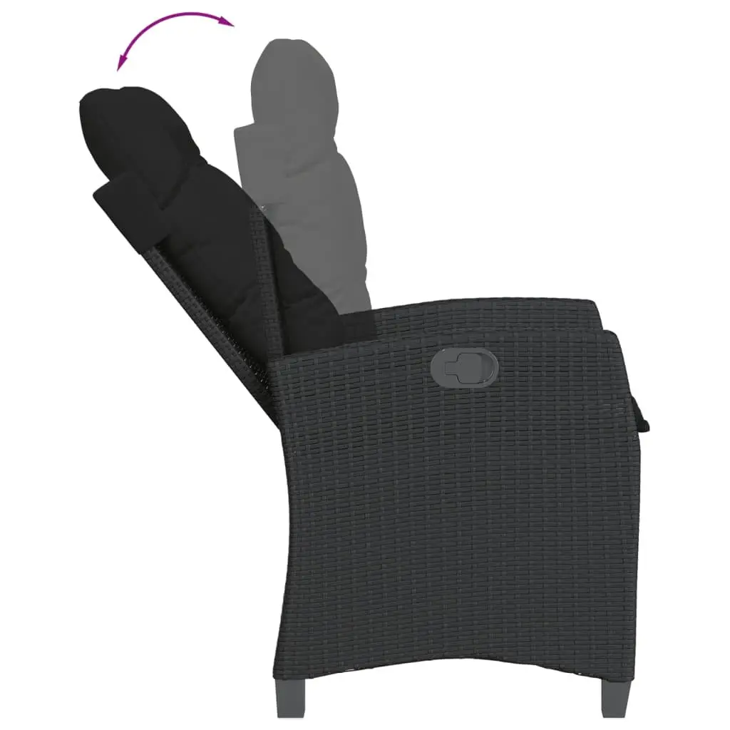 Outdoor Dining Set for Garden 5 Piece Black Poly Rattan with Cushions