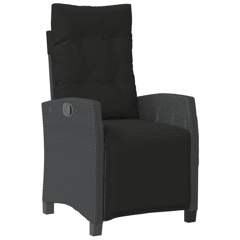 Outdoor Dining Set 7 Piece Garden Furniture Black Poly Rattan with Cushions
