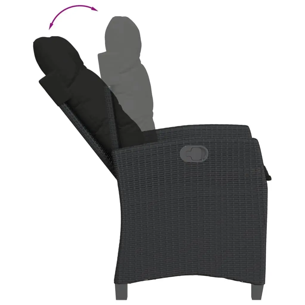 Outdoor Dining Set 7 Piece Garden Furniture Black Poly Rattan with Cushions