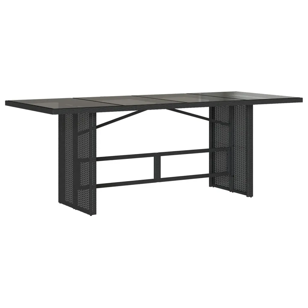 Outdoor Garden Dining Set 7 Piece Black Poly Rattan Table Chairs with Cushions