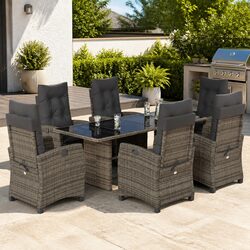 7-Piece Grey Poly Rattan Outdoor Dining Set Specifications