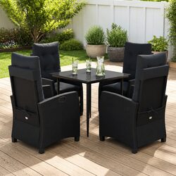 5-Piece Outdoor Dining Set: PE Rattan Table & Chairs