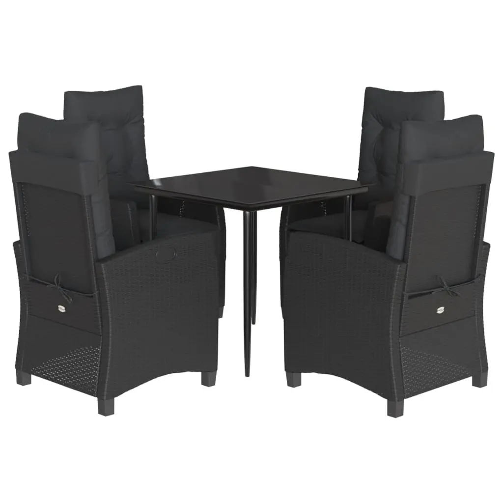 Garden Dining Set Outdoor 5 Piece Poly Rattan Table Chairs Cushions