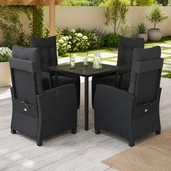 5-Piece Outdoor Dining Set: Black Poly Rattan