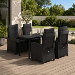 Outdoor Dining Set 5 Piece Garden Furniture Black Poly Rattan Chairs Table