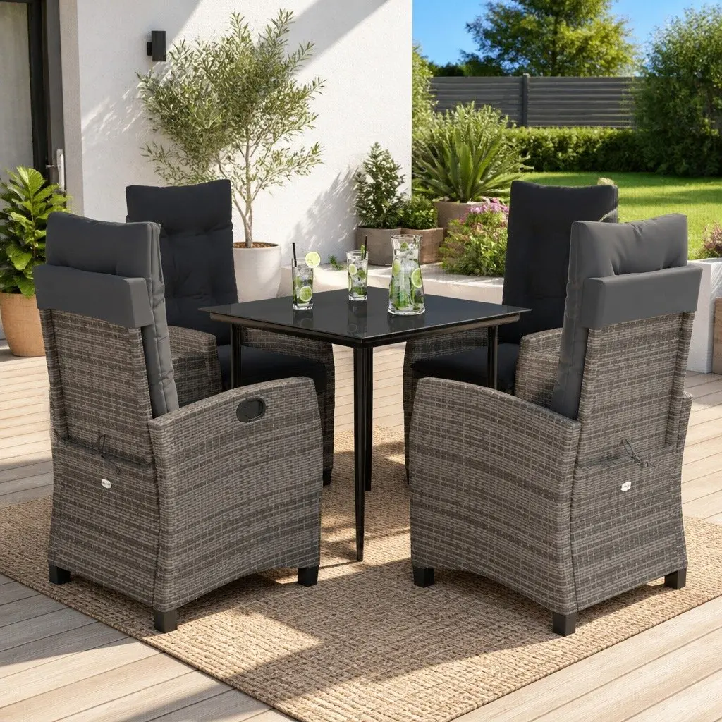 Garden Dining Set Outdoor Use 5 Piece Grey