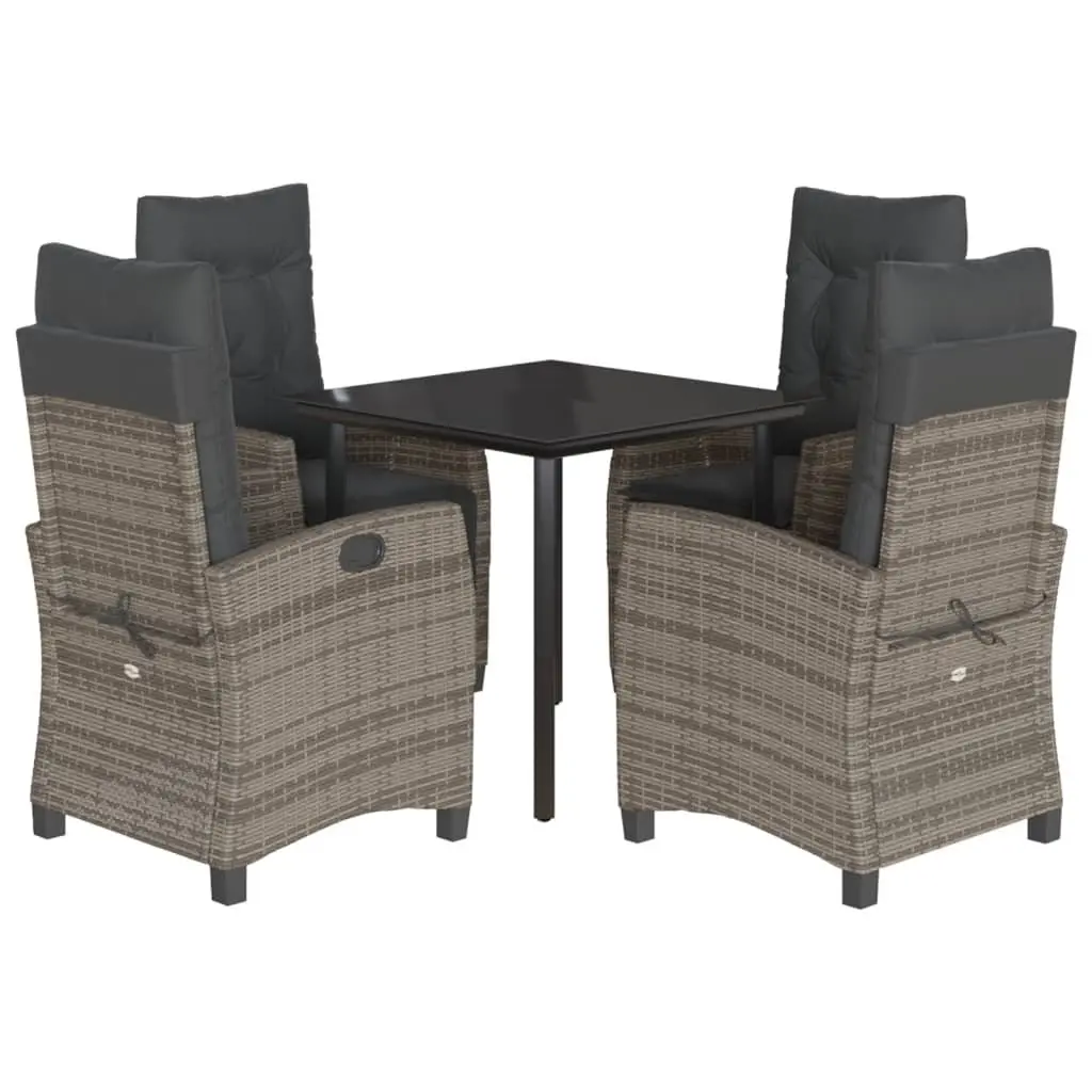 Garden Dining Set Outdoor Furniture 5 Piece Grey Poly Rattan Table Chairs