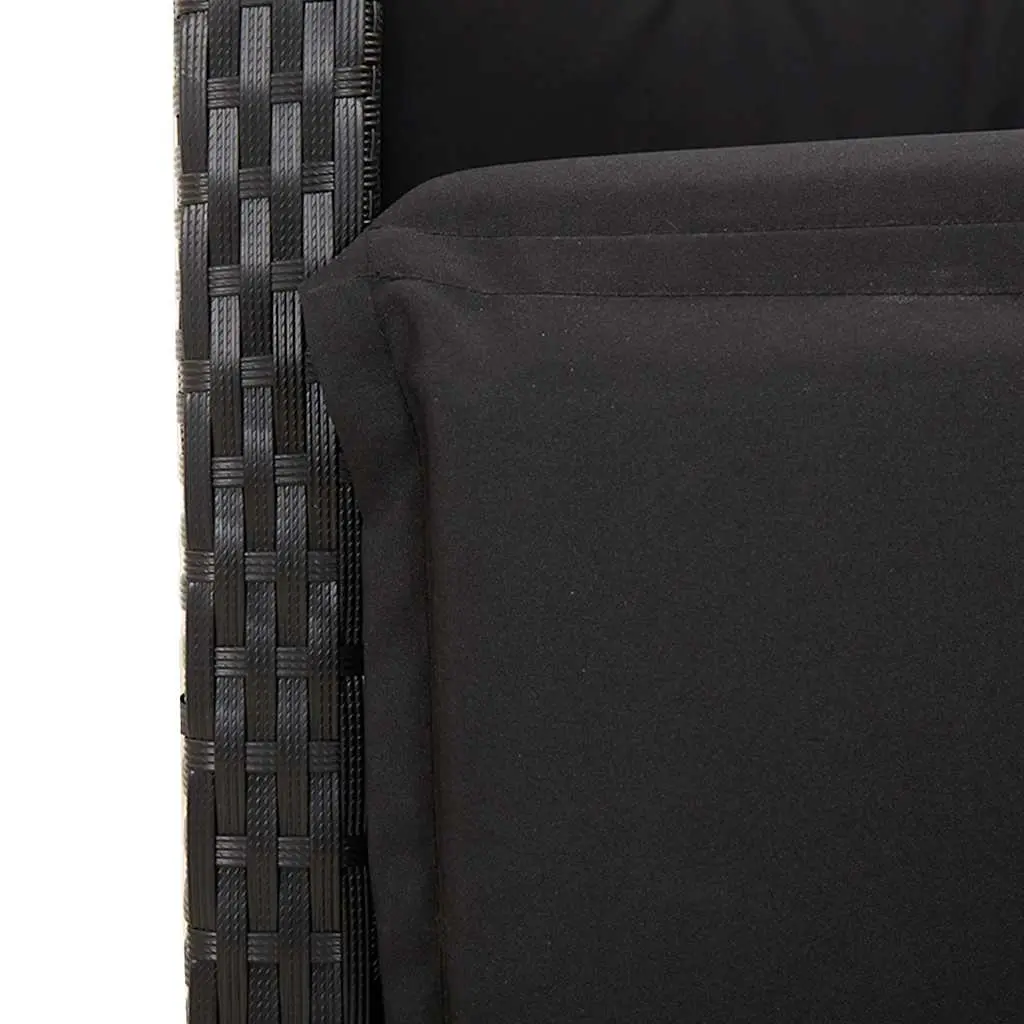 Outdoor Garden Dining Set 5 Piece Patio Furniture Black Poly Rattan Chairs Table