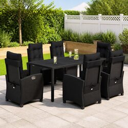 7 Piece Black Poly Rattan Outdoor Dining Set Specifications