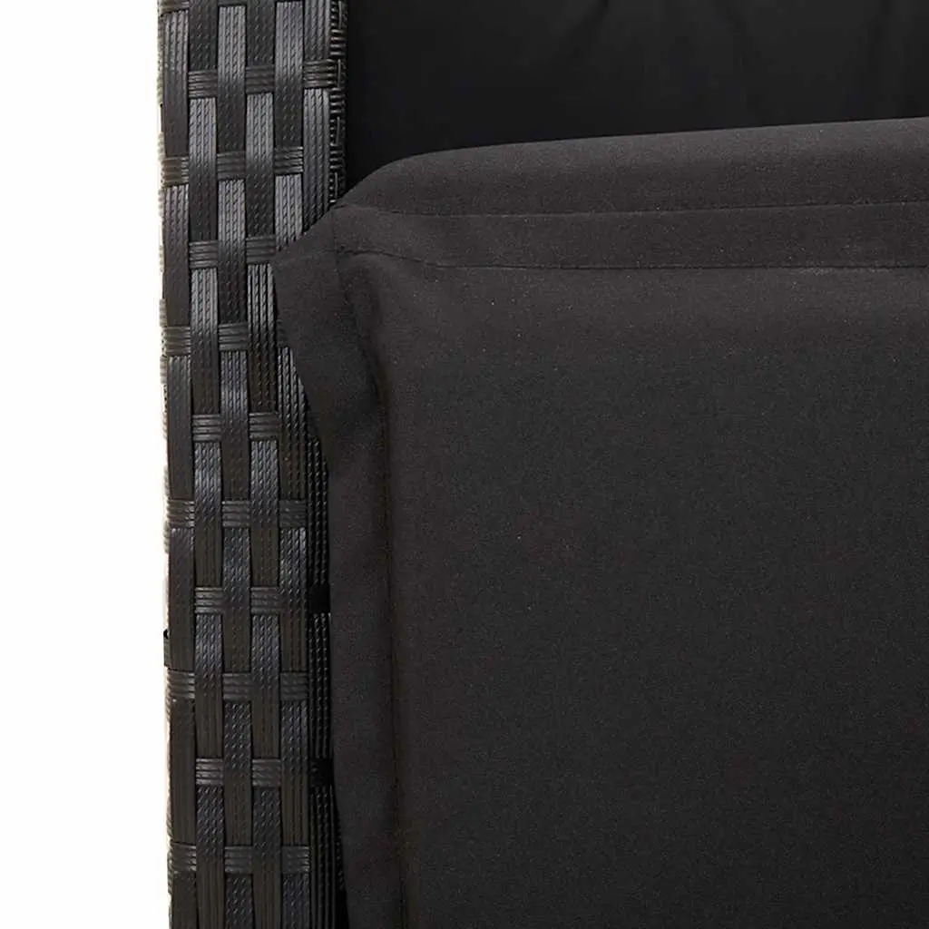 Garden Dining Set 9 Piece Outdoor Furniture with Cushions Black Poly Rattan