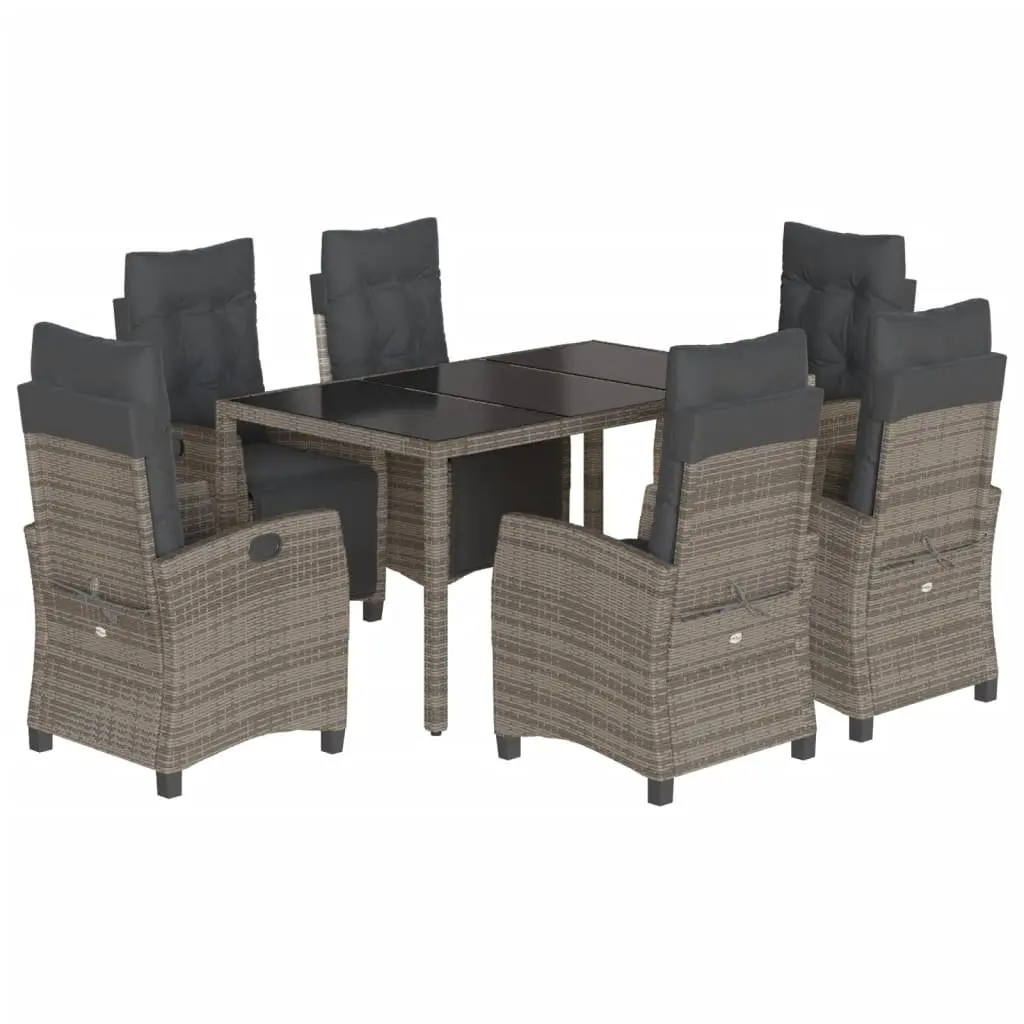 Garden Dining Set 7 Piece Outdoor Furniture Grey Poly Rattan for Patio Garden