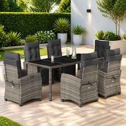 Grey 7-Piece Outdoor Dining Set - Specifications Inside