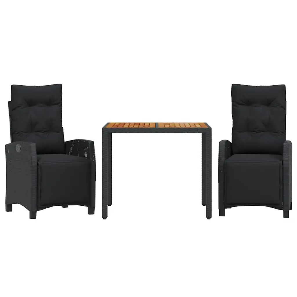Outdoor Garden Dining Set 3 Piece Patio Furniture Poly Rattan Chairs Table