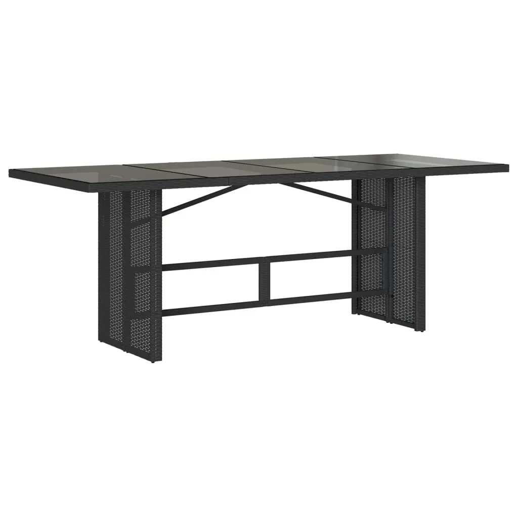 Outdoor Dining Set for Garden Patio 7 Piece Black Poly Rattan with Cushions