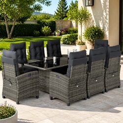 9-Piece Garden Dining Set with Adjustable Seating Features