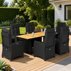 7 Piece Outdoor Furniture Set with Black PE Rattan