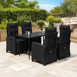 5-Piece Black Garden Dining Set - Durable Outdoor Furniture