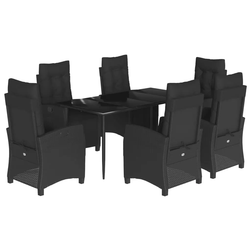 Outdoor Garden Dining Set 7 Piece Patio Furniture with Cushions Black