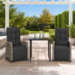 Garden Dining Set: 3-Piece Grey Rattan Furniture
