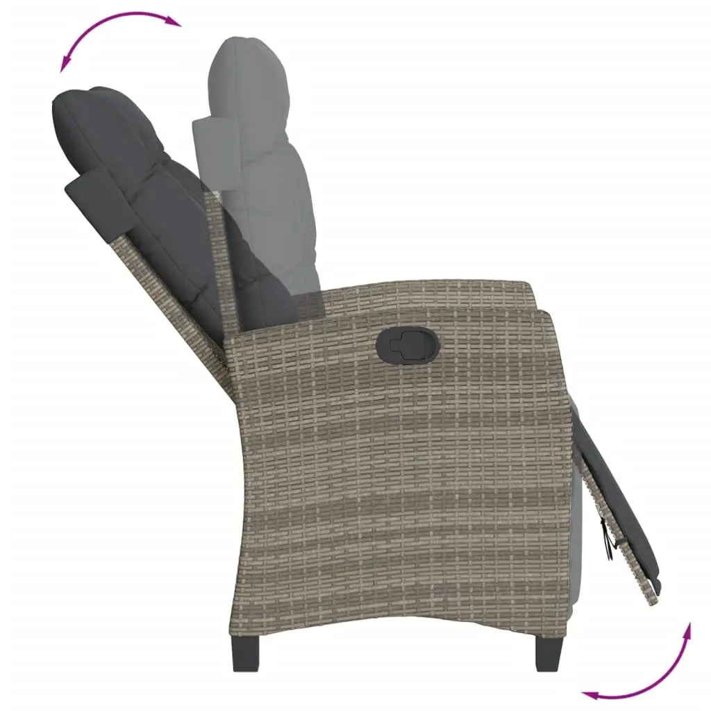 Outdoor Furniture Set 5 Piece Grey Rattan Dining Arrangement with Cushions for Patio