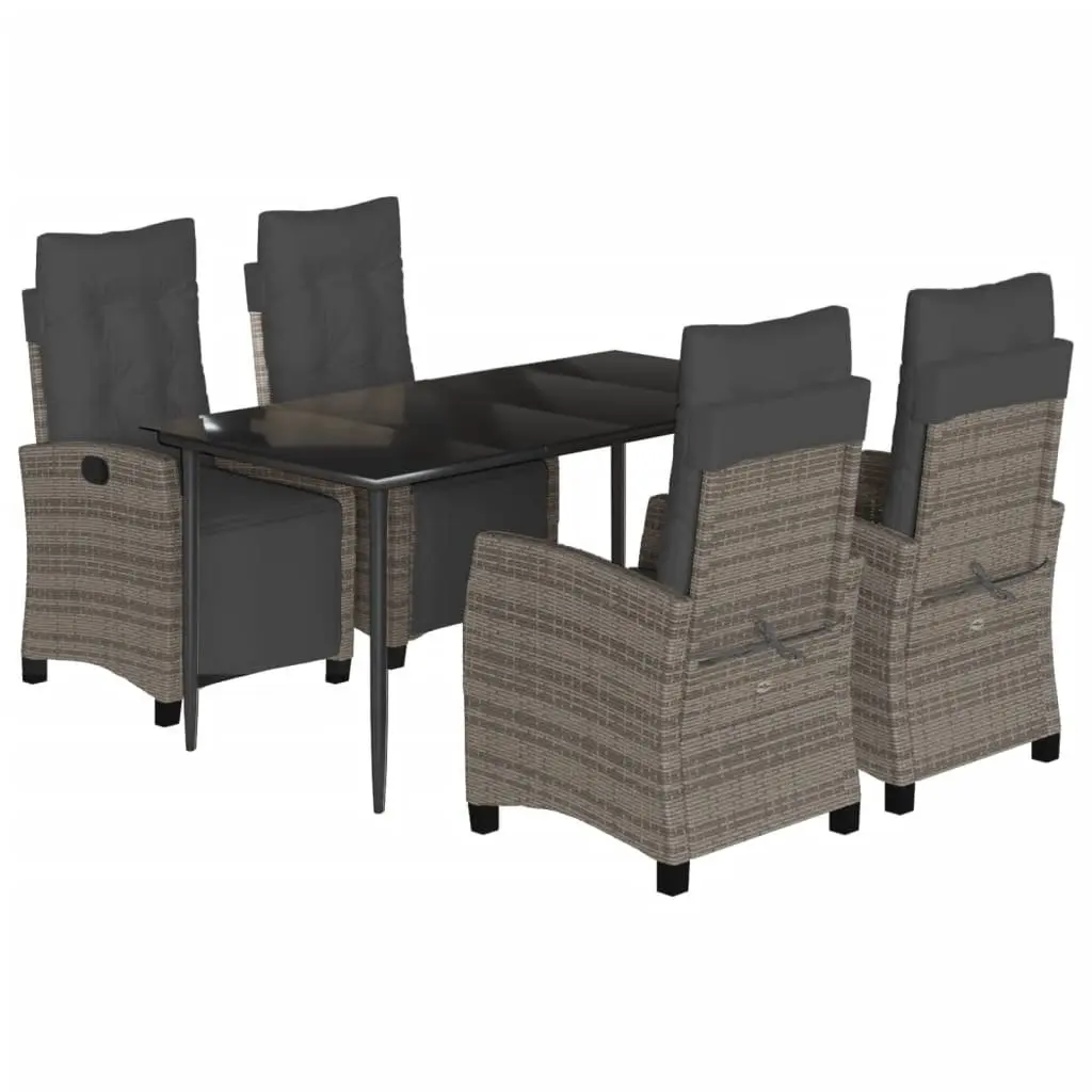 Garden Dining Set 5 Piece Outdoor Furniture Grey Poly Rattan Cushions Patio