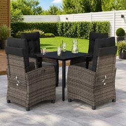 5-Piece Garden Dining Set: Grey Poly Rattan Details