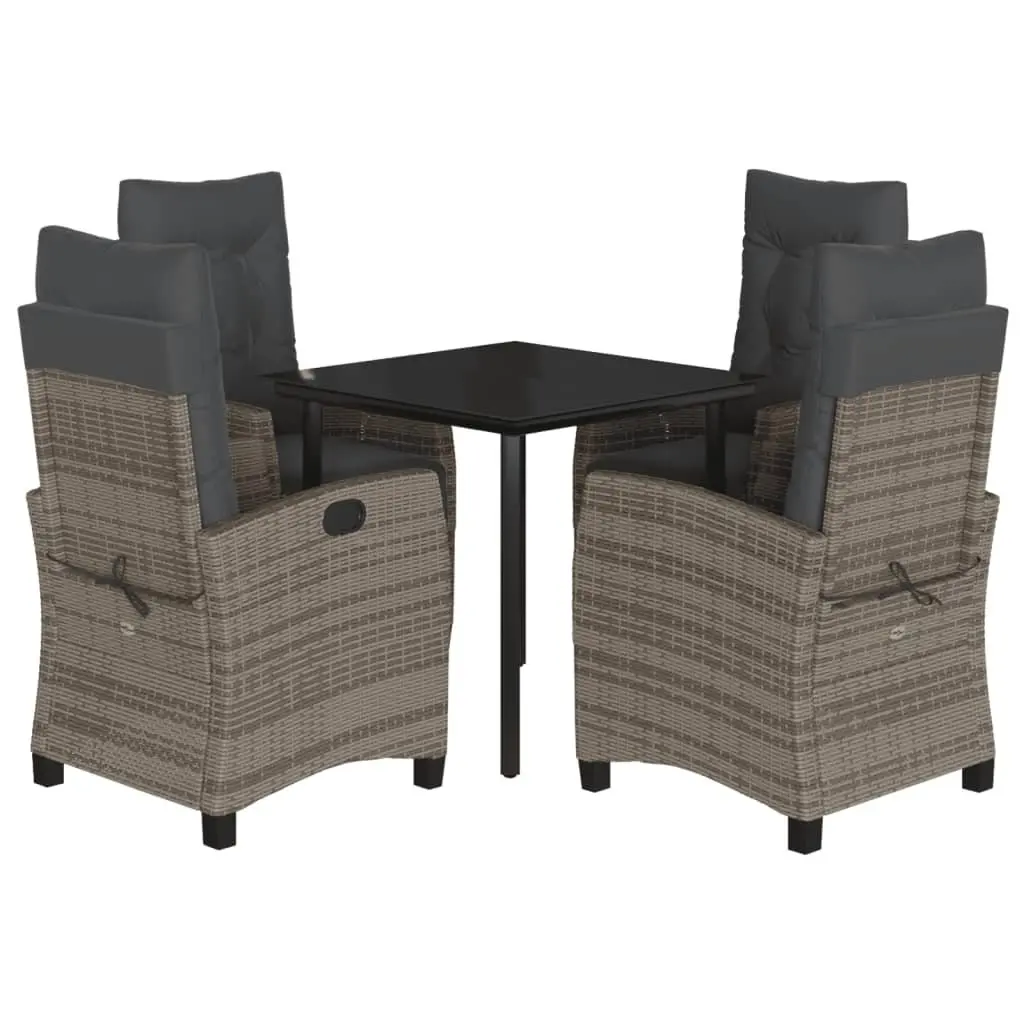 Garden Dining Set Outdoor Furniture 5 Piece Grey Poly Rattan with Cushions