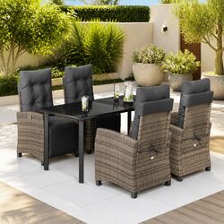 Garden Dining Set Specifications: 5 Piece Set with Cushions