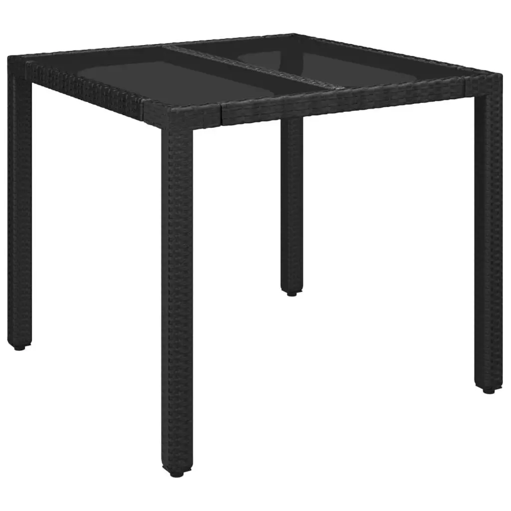 5 Piece Outdoor Garden Dining Set Black Poly Rattan Table Chairs Cushions Patio