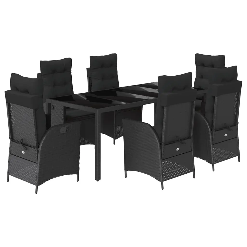 7 Piece Black Garden Dining Set