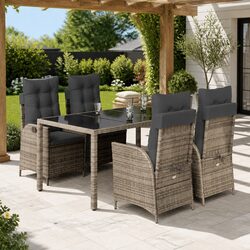 5 Piece Grey Poly Rattan Garden Dining Set Details