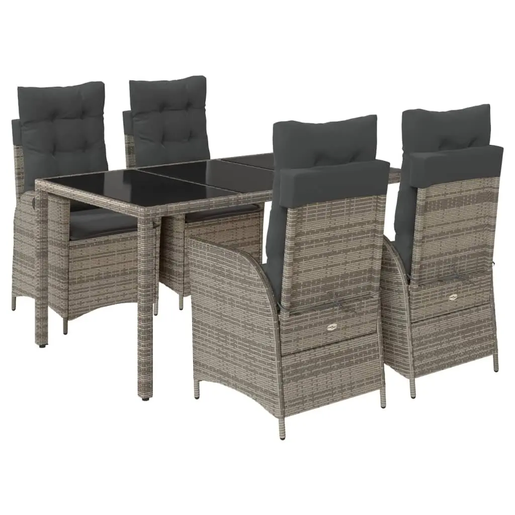 Garden Dining Set Outdoor Furniture 5 Piece Grey Poly Rattan Patio Table Chairs