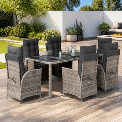 7-Piece Grey Poly Rattan Dining Set Specifications
