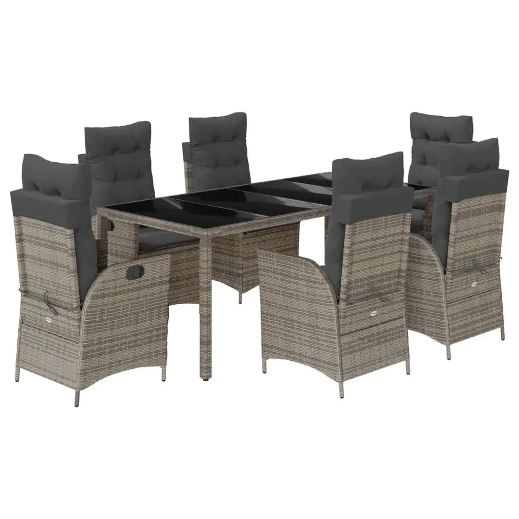 7-Piece Grey Poly Rattan Dining Set
