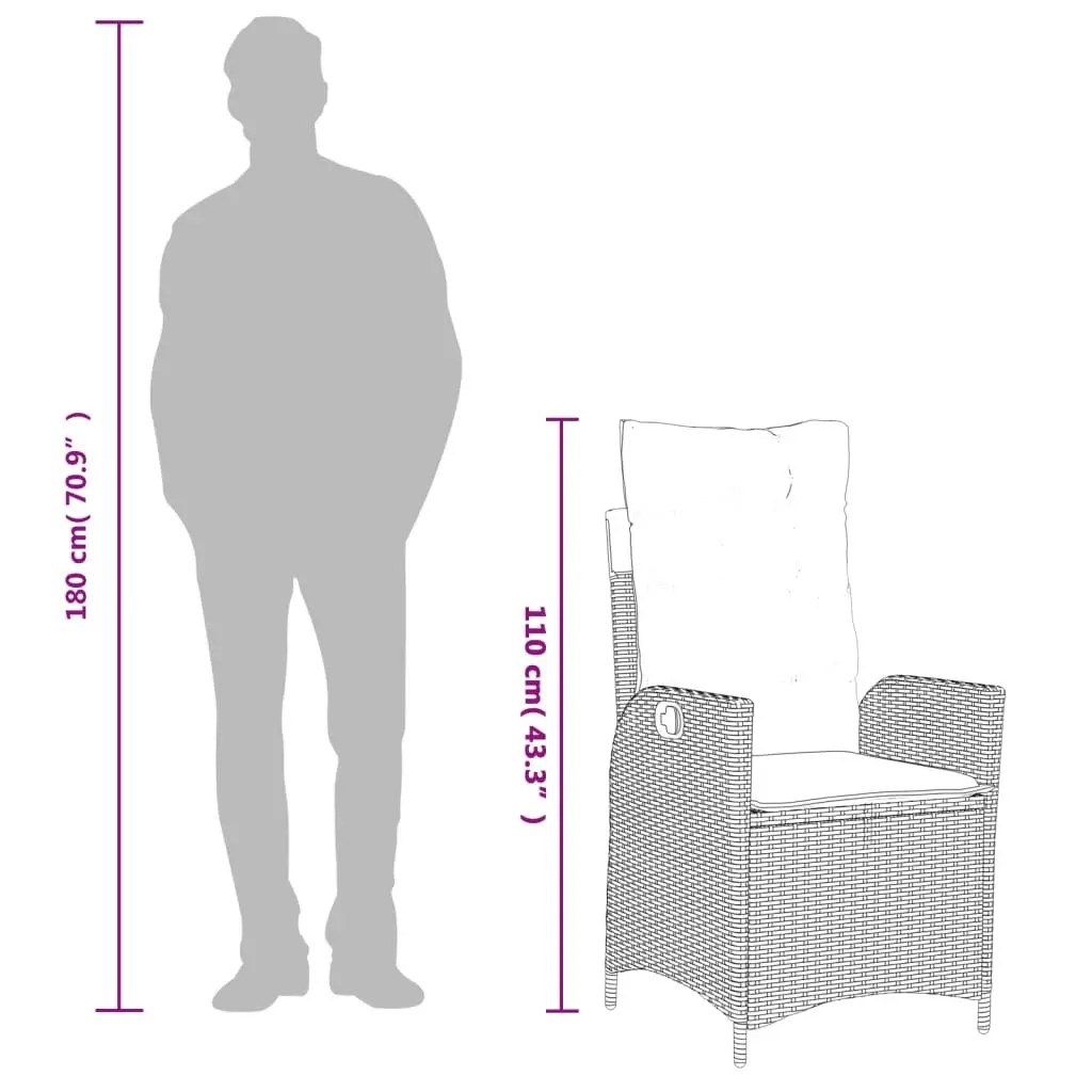7-Piece Grey Poly Rattan Dining Set