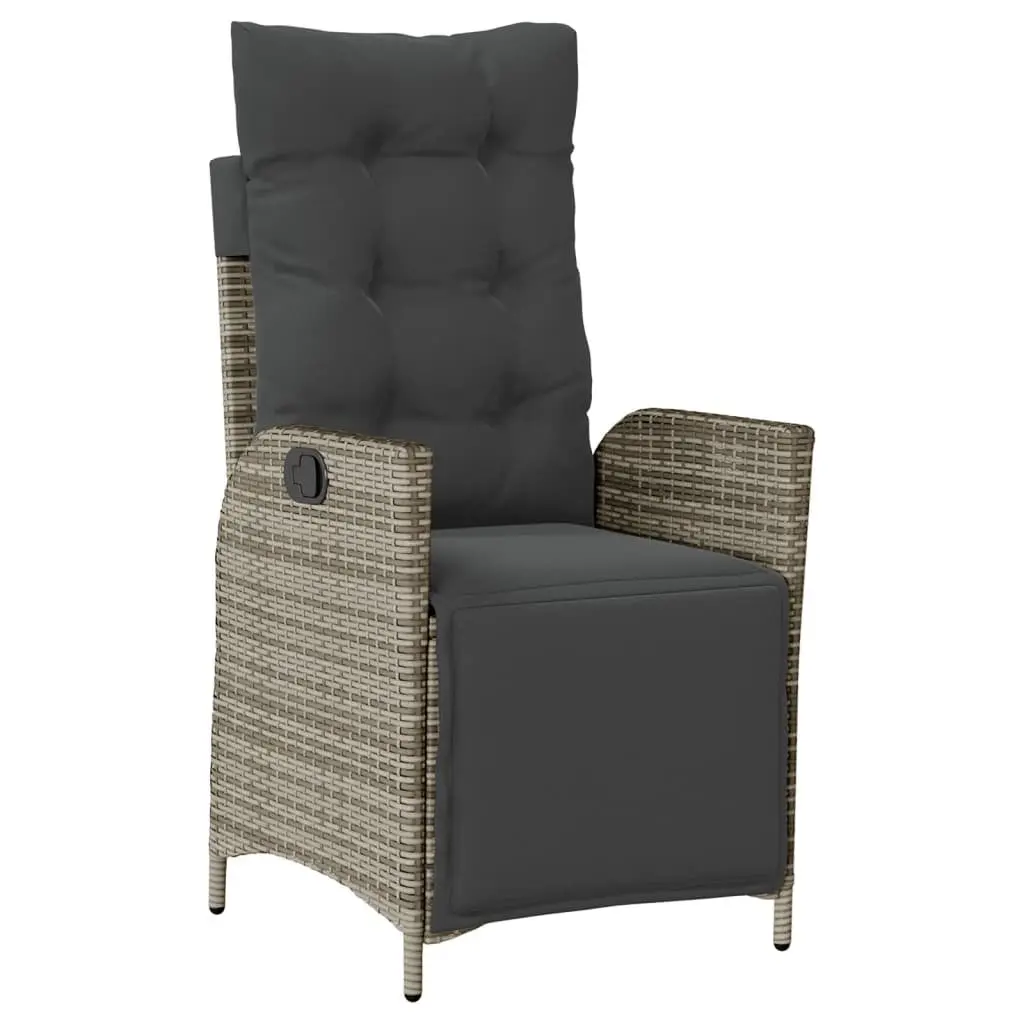 Garden Dining Set 9 Piece Outdoor Furniture Grey Poly Rattan with Cushions