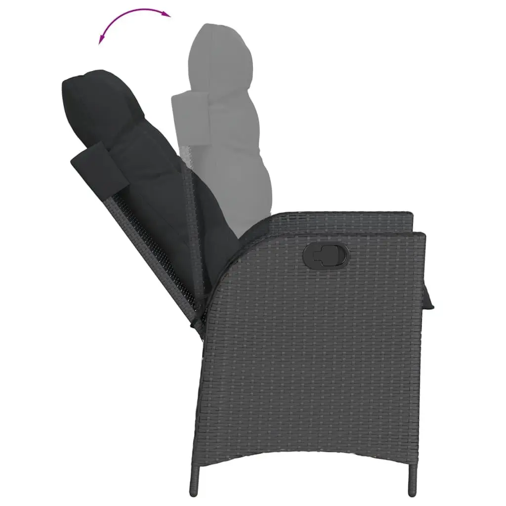 Garden Dining Set 3 Piece Outdoor Patio Furniture with Cushions Black