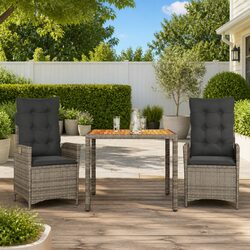 Grey Garden Dining Set – 3 Piece Outdoor Furniture Set