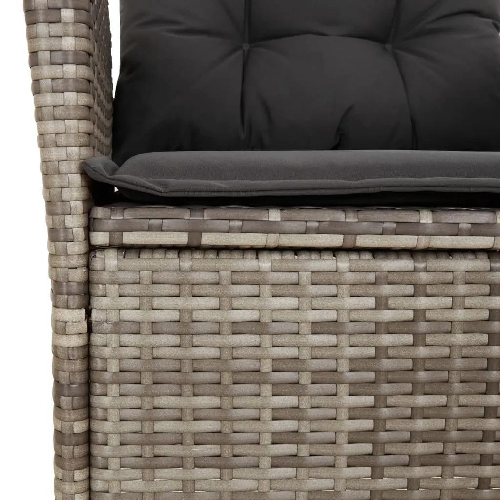 5 Piece Outdoor Dining Set Grey Poly Rattan Garden Furniture with Cushions Patio