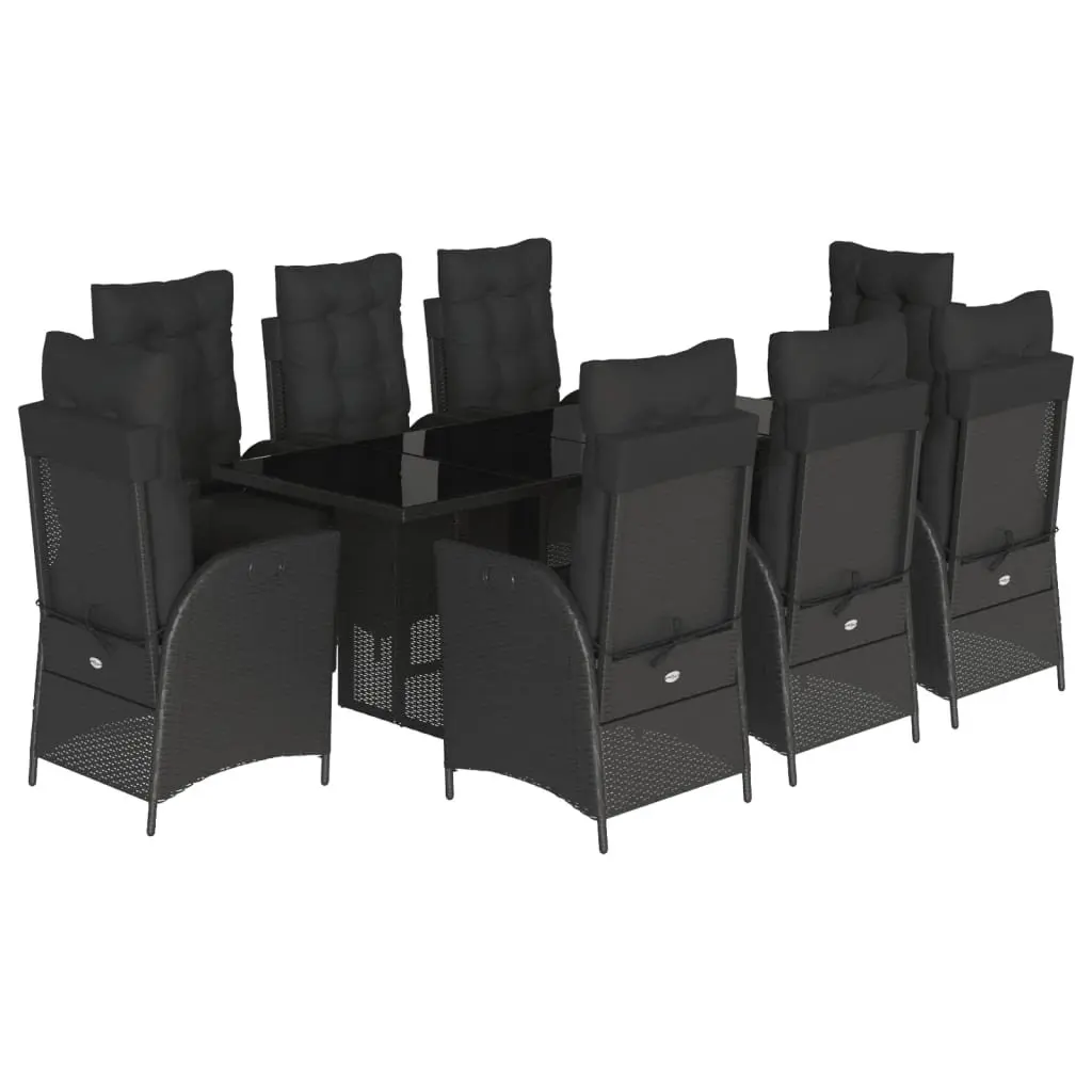 Garden Dining Set 9 Piece Outdoor Patio Furniture Black Poly Rattan