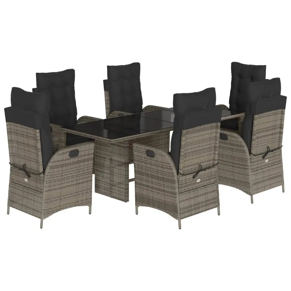 7 Piece Grey Outdoor Dining Set with Cushions