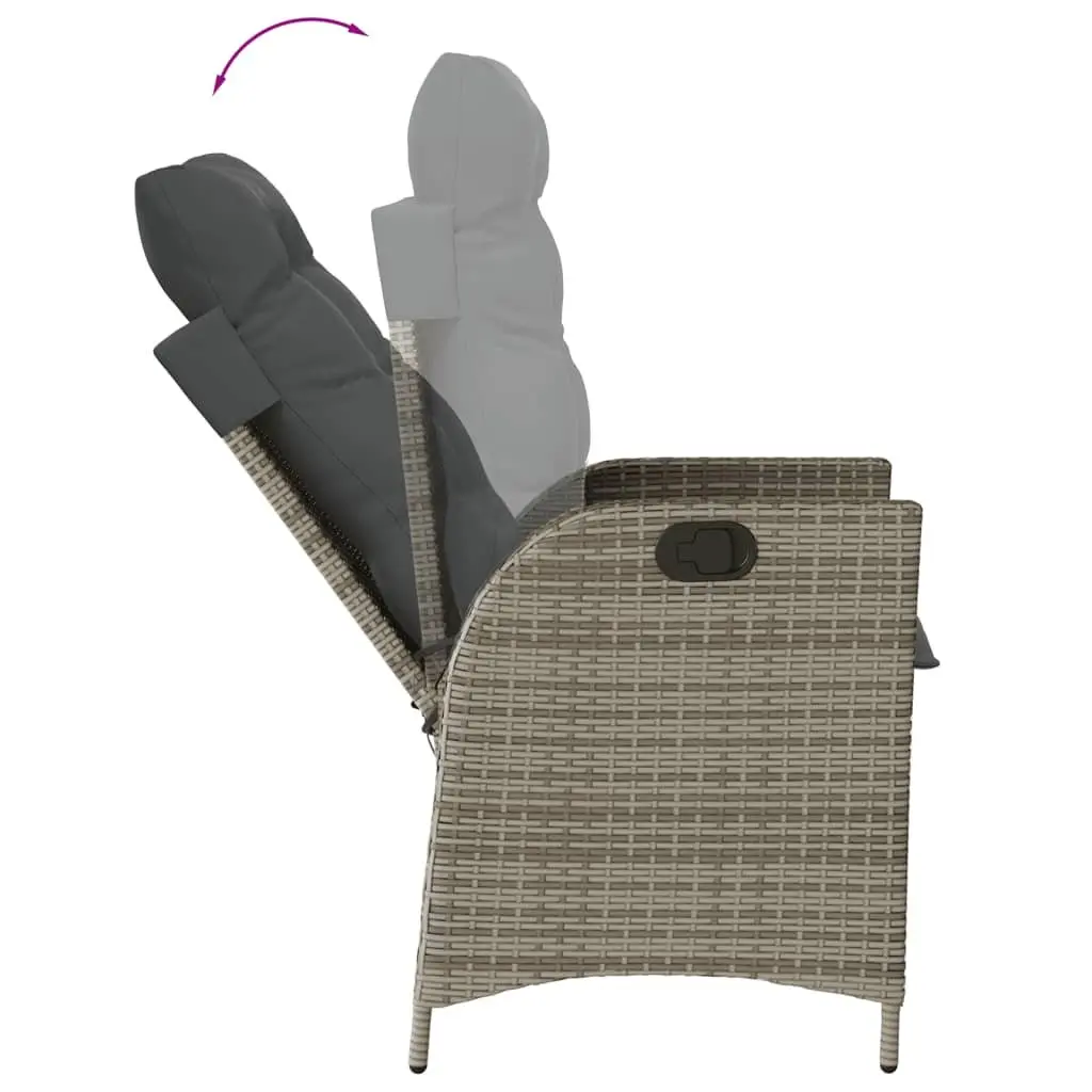 Garden Dining Set Outdoor Furniture 9 Piece Grey Poly Rattan with Cushions