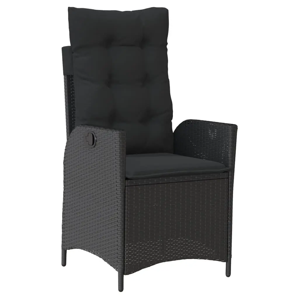 9 Piece Outdoor Dining Set with Cushions Black Poly Rattan Garden Patio