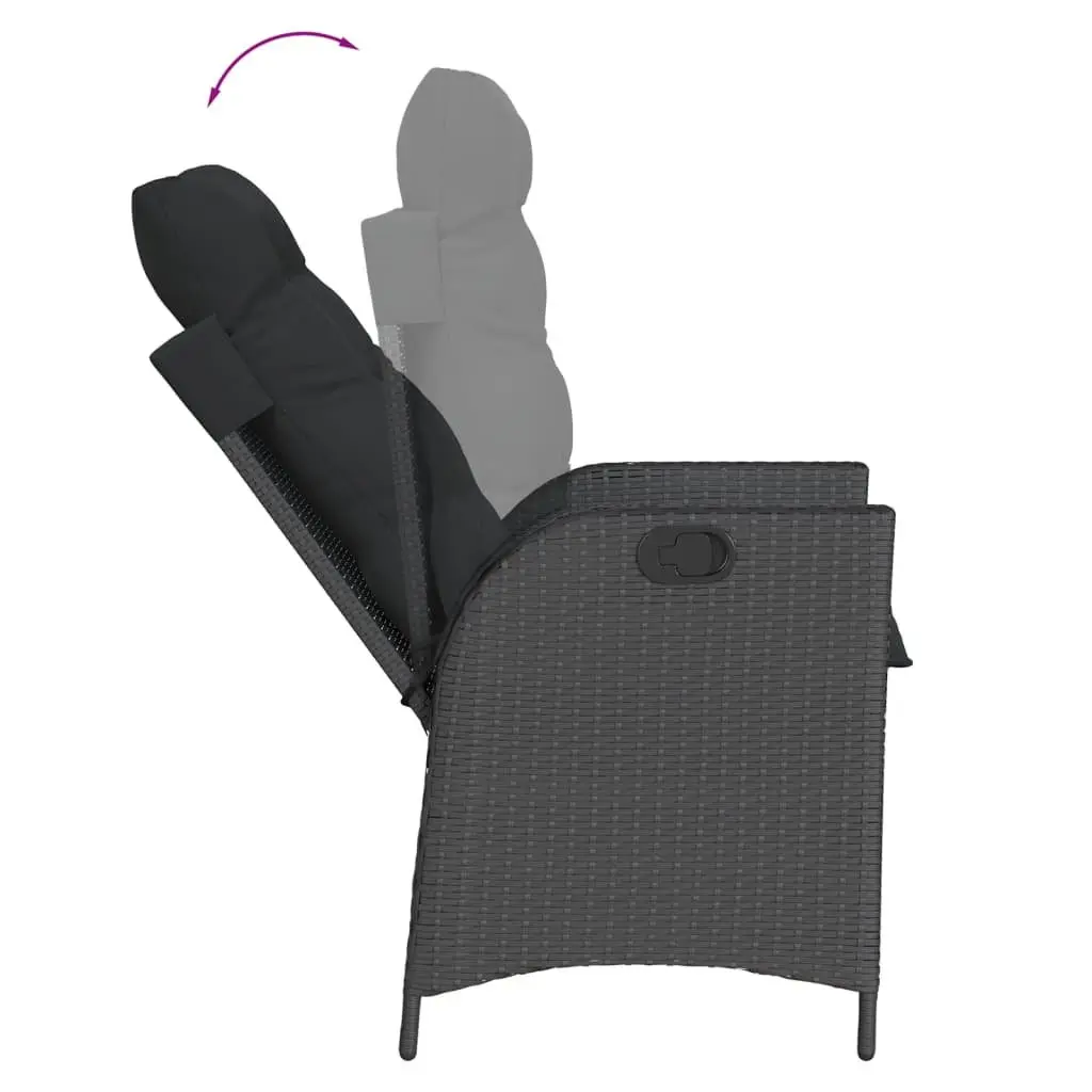 5 Piece Garden Dining Set with Black Cushions