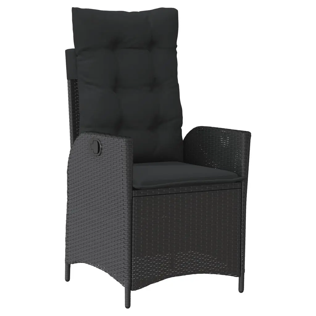 7 Piece Garden Dining Set Black Poly Rattan Outdoor Furniture Patio Table Chairs