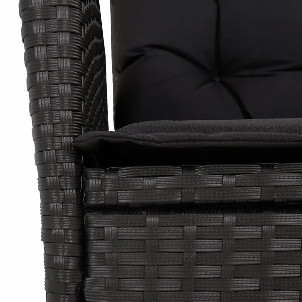 7 Piece Black Rattan Outdoor Dining Set with Cushions for Garden and Patio