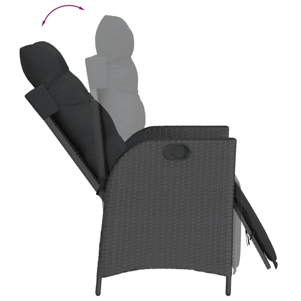 7 Piece Outdoor Dining Set Garden Patio Furniture Cushions Black Poly
