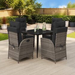 Specifications of 5-Piece Grey Poly Rattan Dining Set